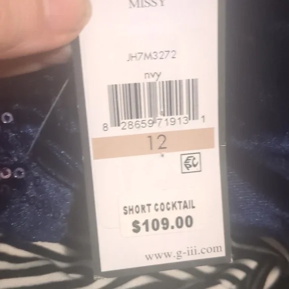 NWT Jessica Howard Blue Velvet Cocktail Dress Evening Sequin Cold Shoulder - Picture 5 of 5